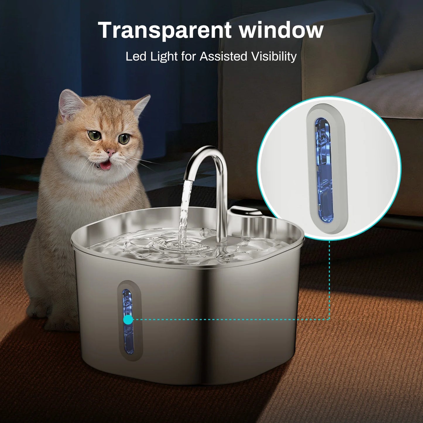 Tailmere 2.2L Cat Water Fountain — Silent Pump, Fresh Filtered Water 24/7